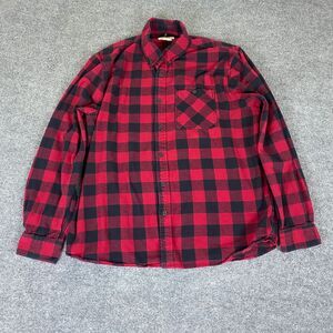 Boston Traders Flannel Button Down Shirt Men's XL Buffalo Plaid Red Black Cotton